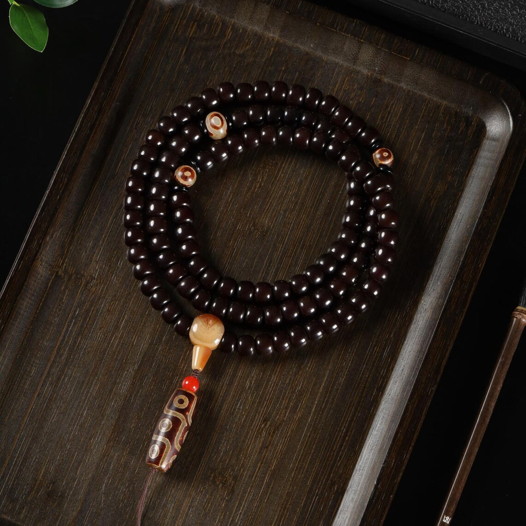 Dharma Deer Black Bodhi 108 Mala Beads Necklace