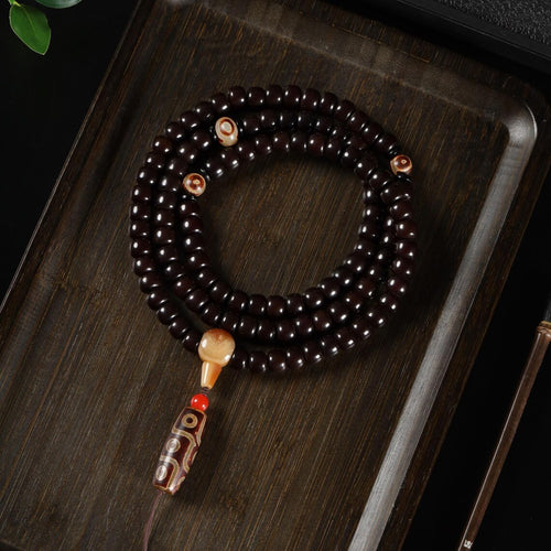 Dharma Deer Black Bodhi 108 Mala Beads Necklace