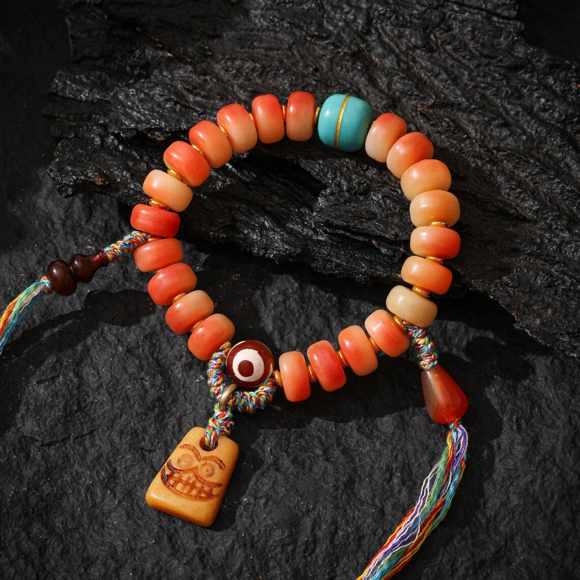 Dharma Deer Bone Bracelet Turquoise Diz bead