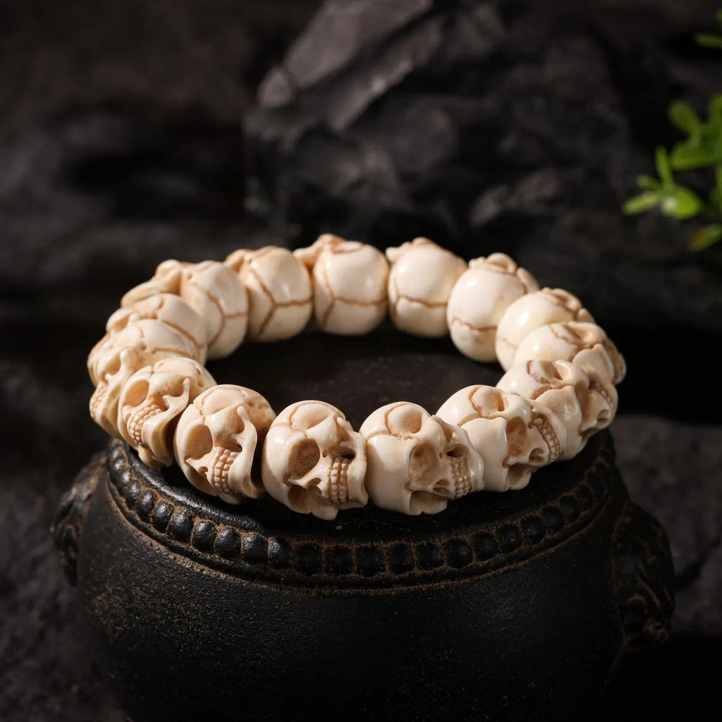 Dharma Deer Bone Skull Bracelet Protection Amulet