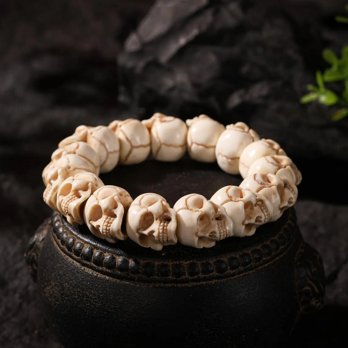 Dharma Deer Bone Skull Bracelet Protection Amulet