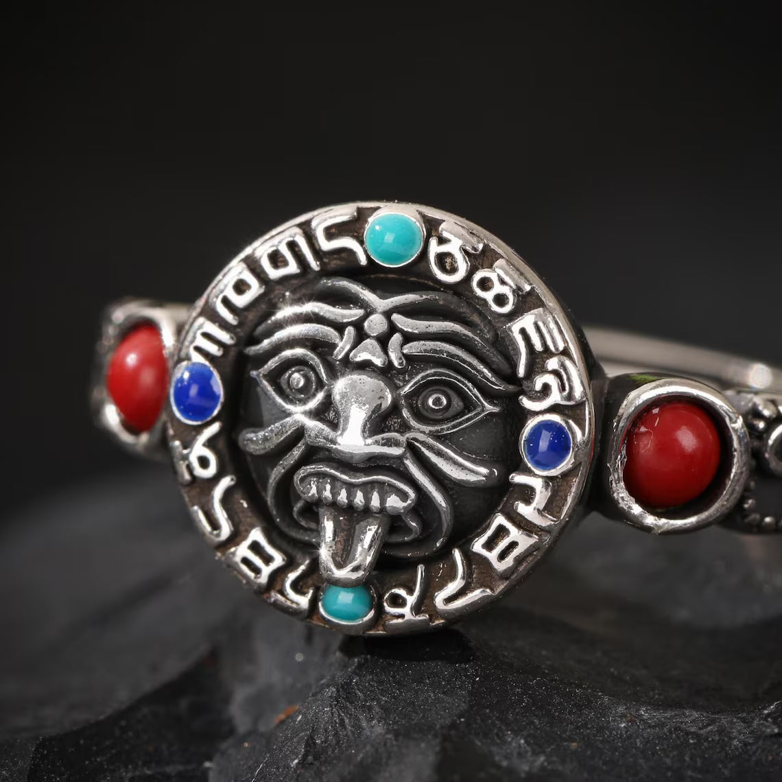 Dharma Deer Tibetan Wealth Protector Zaki Sterling Silver Ring