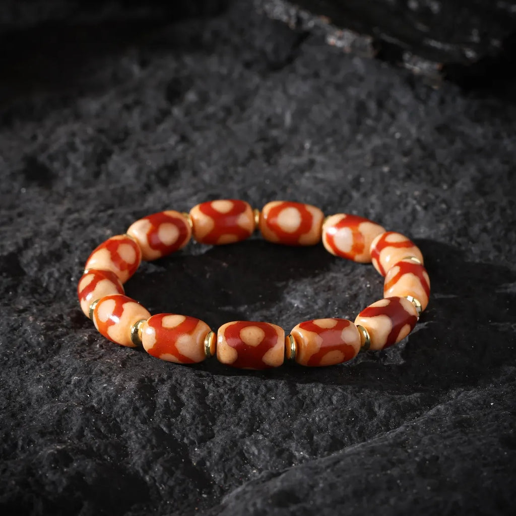 Dharma Deer Mala Bracelet One-Eyed Dzi Sardonyx