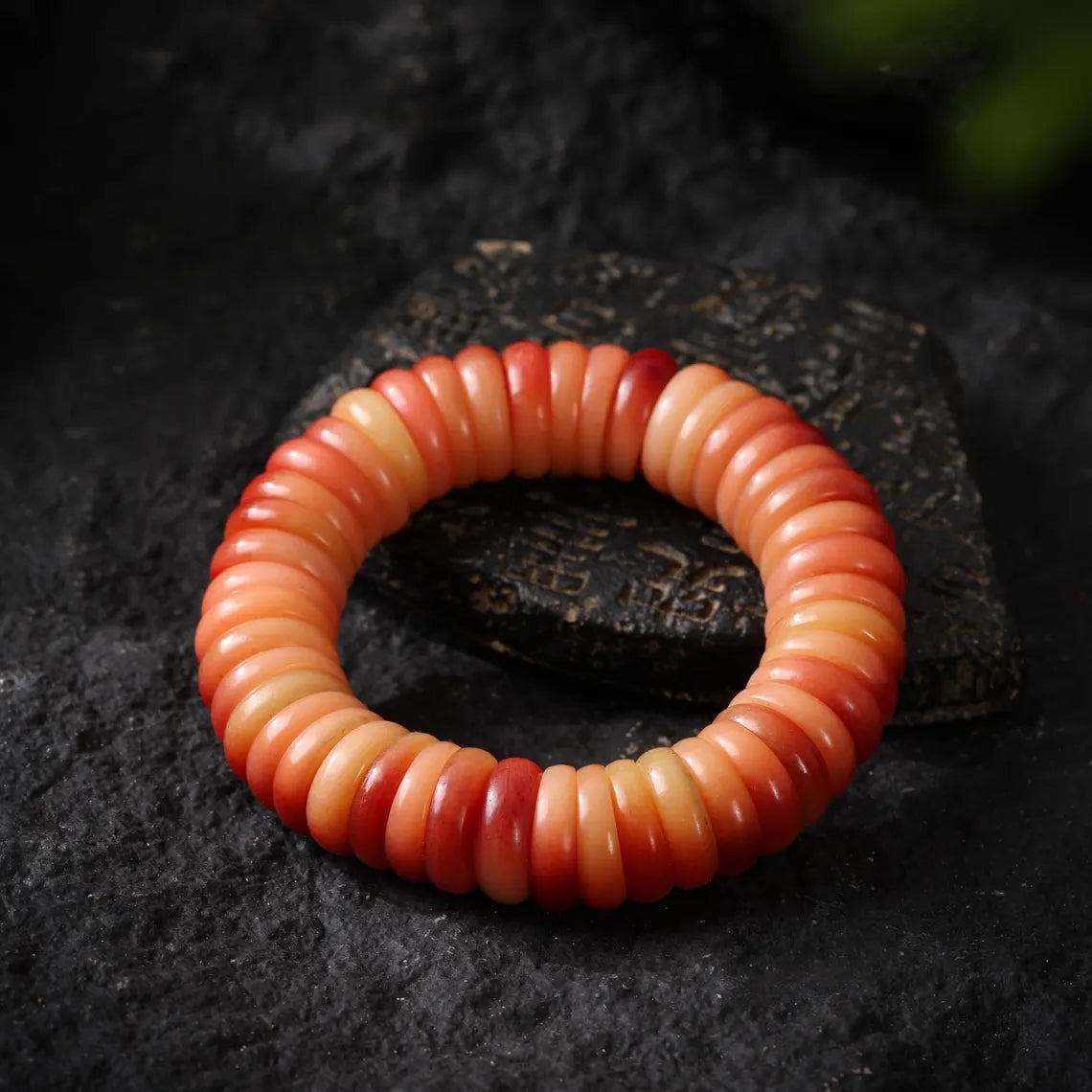 Dharma Deer Yak Bone Disc Bracelet Tibetan Mala
