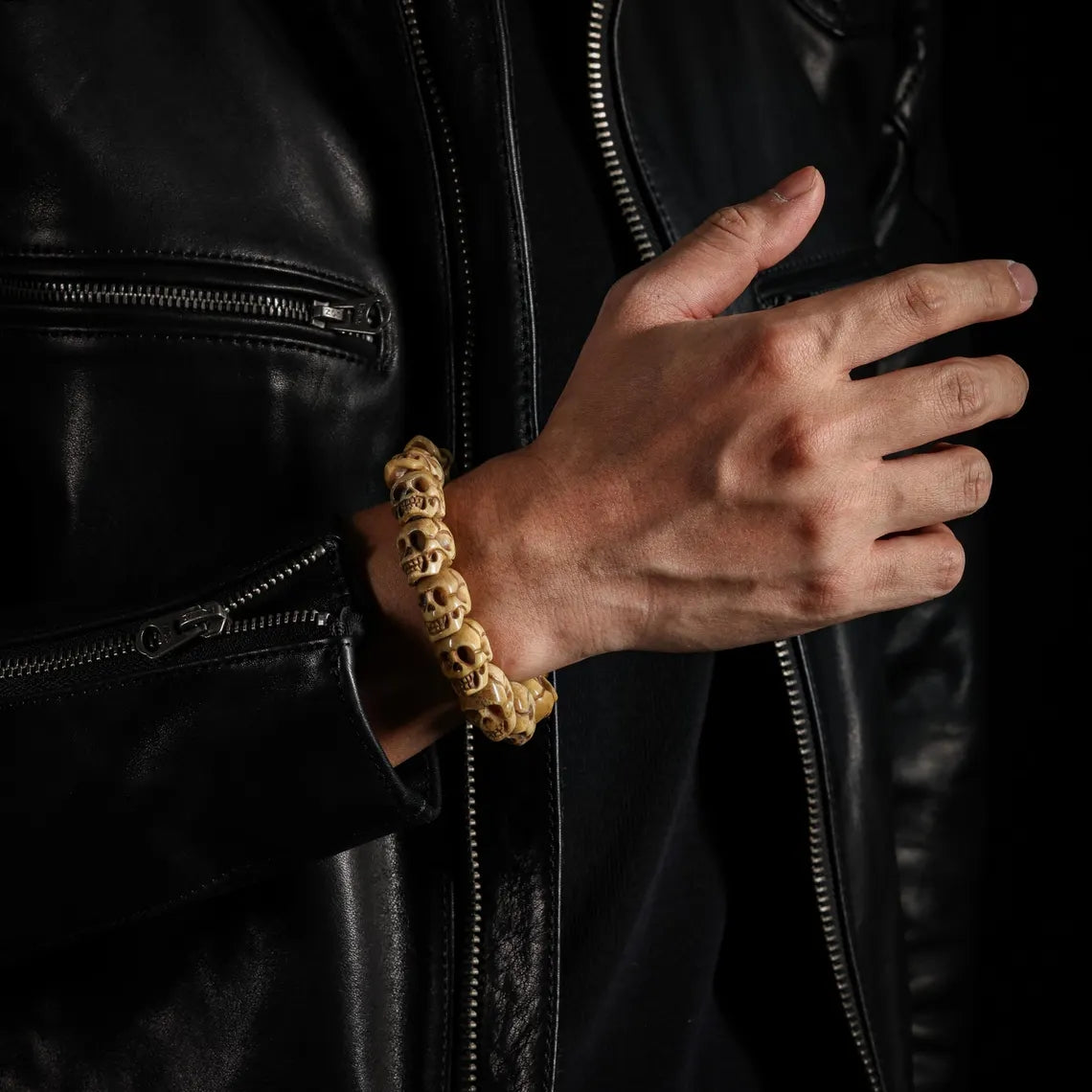 Dharma Deer Bone Skull Bracelet Protection Amulet