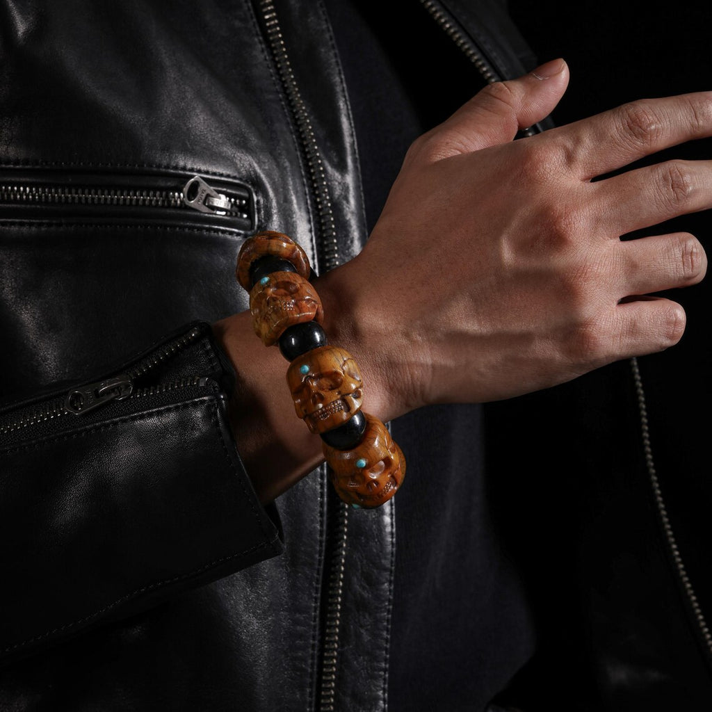 Dharma Deer Bone Skull Bracelet Protection Amulet