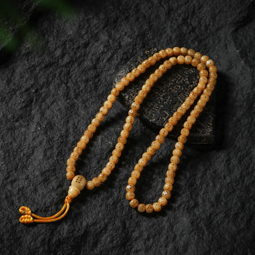 Dharma Deer Yak Bone Necklace 108 Square Mala Beads