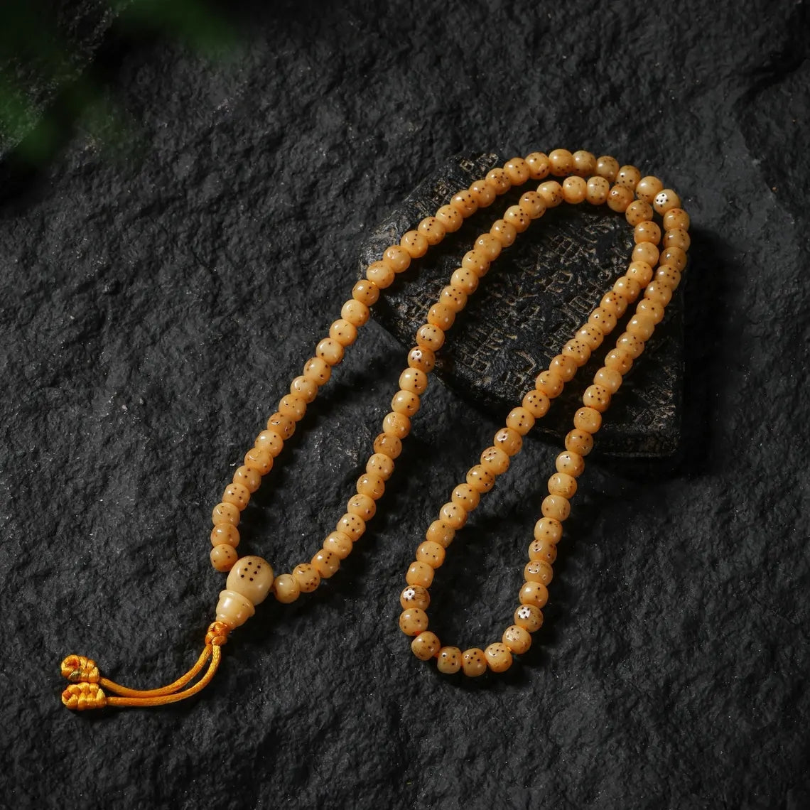 Dharma Deer Yak Bone Necklace 108 Square Mala Beads