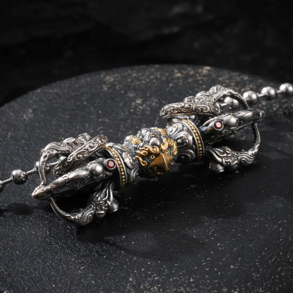 Dharma Deer Five-Pronged Vajra Pendant 24K Gold Vermeil