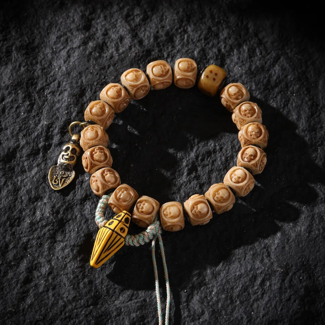 Dharma Deer Yak Bone Skull Bracelet