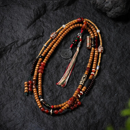 Dharma Deer Bodhi seeds Necklace 108 Mala Beads Dzi