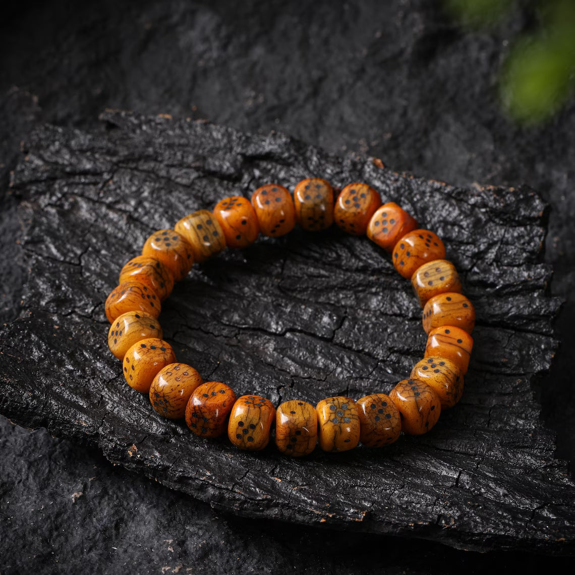 Dharma Deer Yak Bone Dice Fortune Bracelet Tibetan Amulet