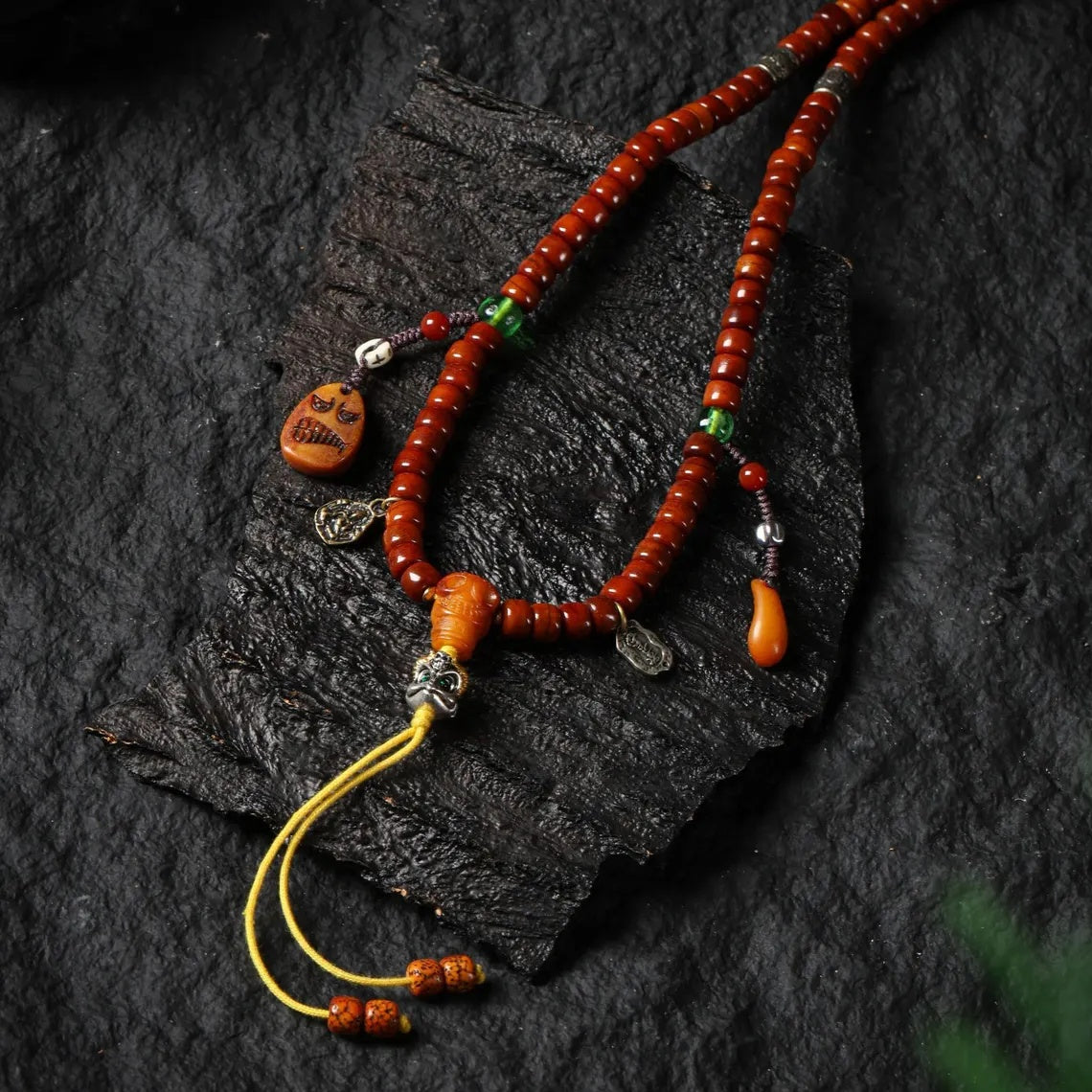 Dharma Deer Yak Bone Necklace 108 Mala Beads
