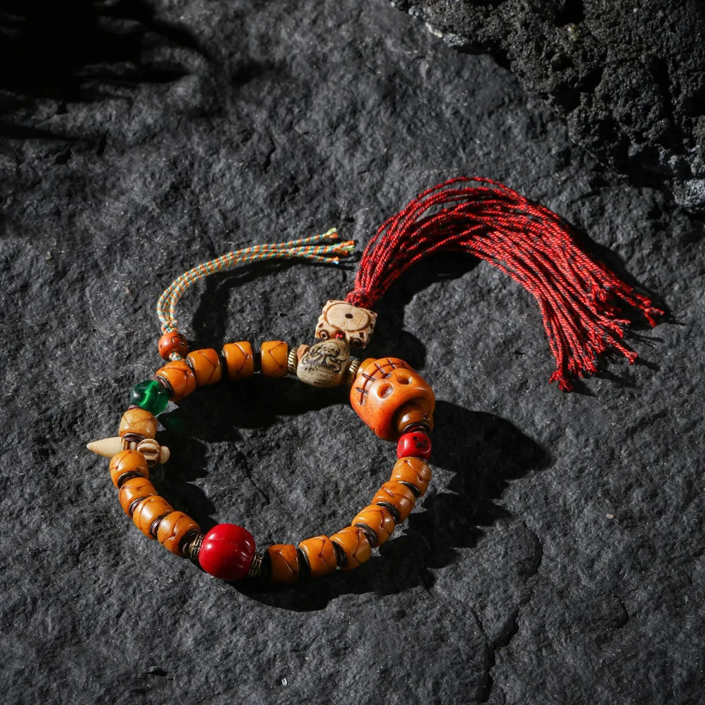 Dharma Deer Yak Bone Bracelet Tibetan Protection Talisman