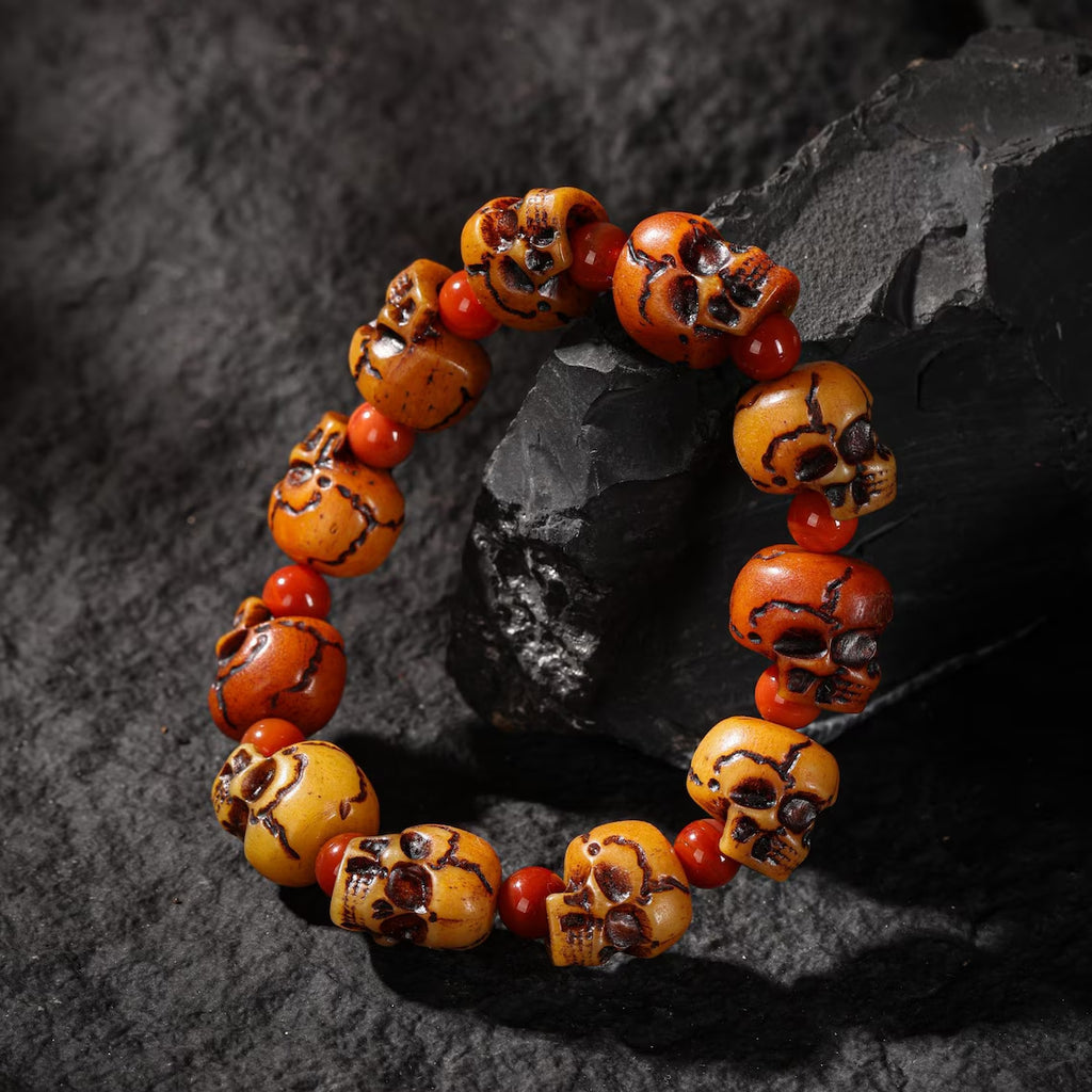 Dharma Deer Bone Skull Bracelet Protection Amulet