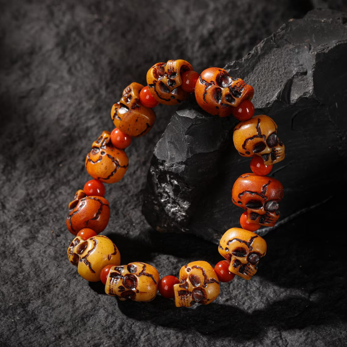 Dharma Deer Bone Skull Bracelet Protection Amulet