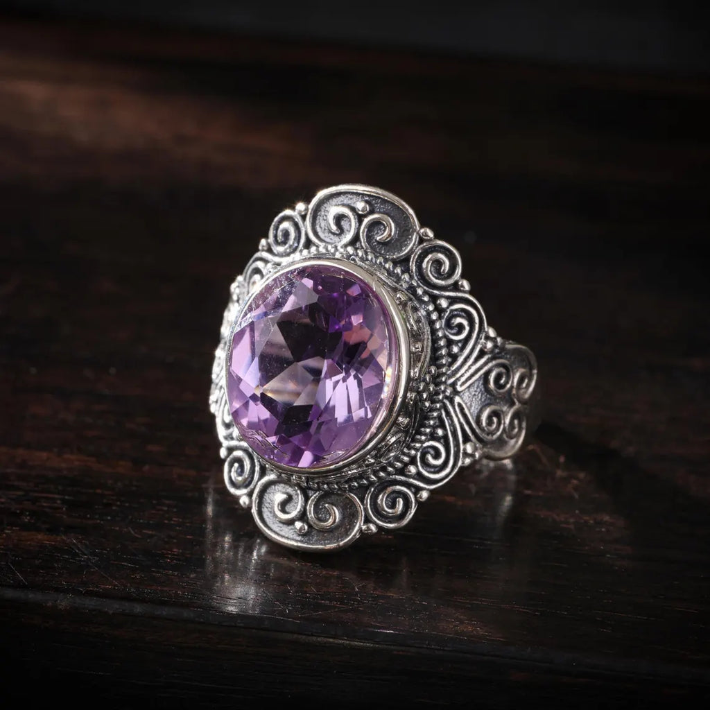 Dharma Deer Natural Amethyst Ring