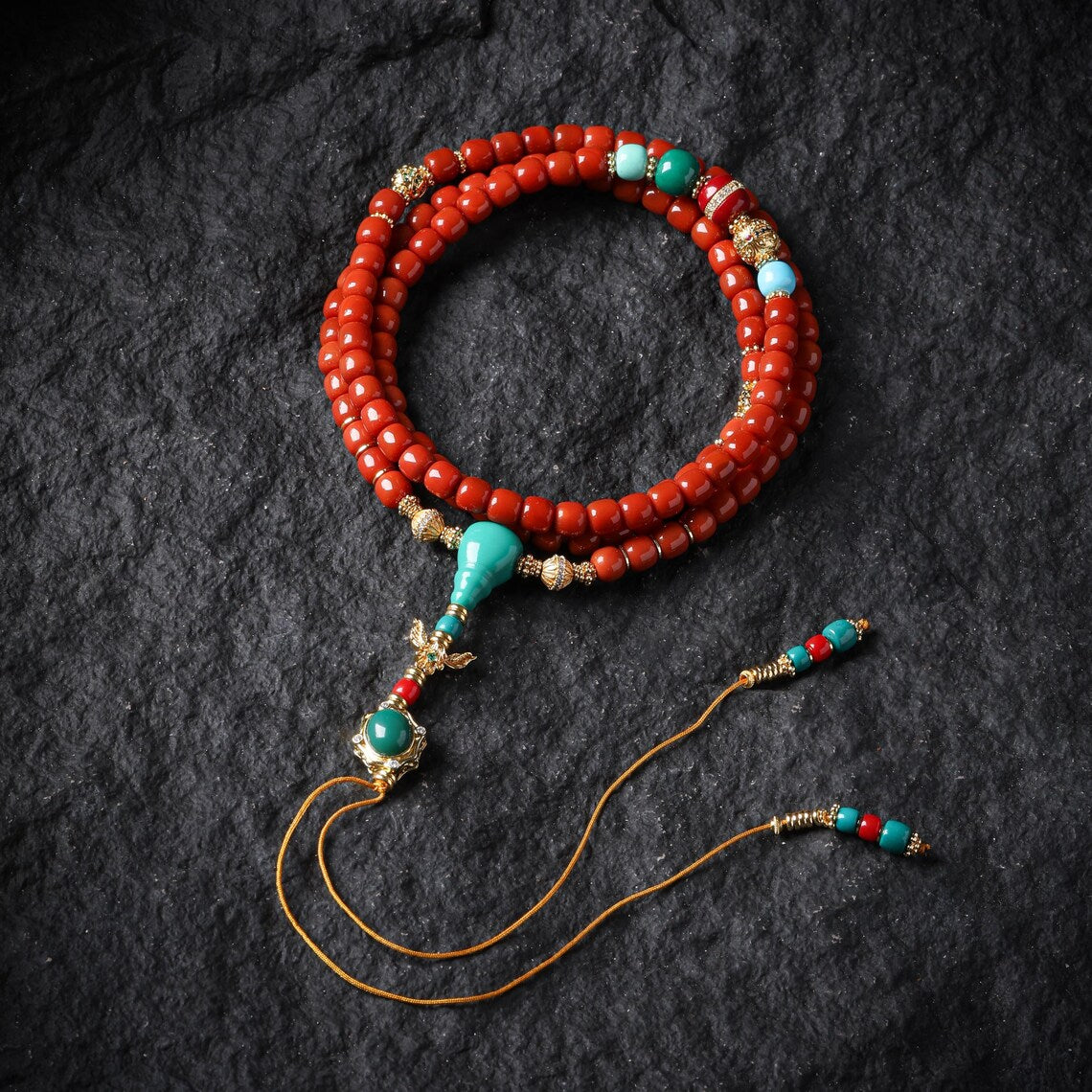Dharma Deer Tibetan 18K Gold-Plated 108 Mala Beads