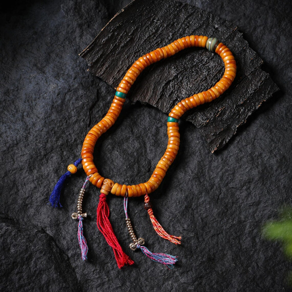 Dharma Deer Bone Necklace 108 Mala Beads