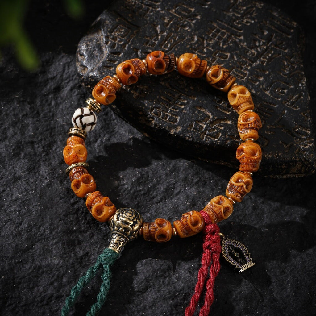 Dharma Deer Yak Bone Skull Bracelet