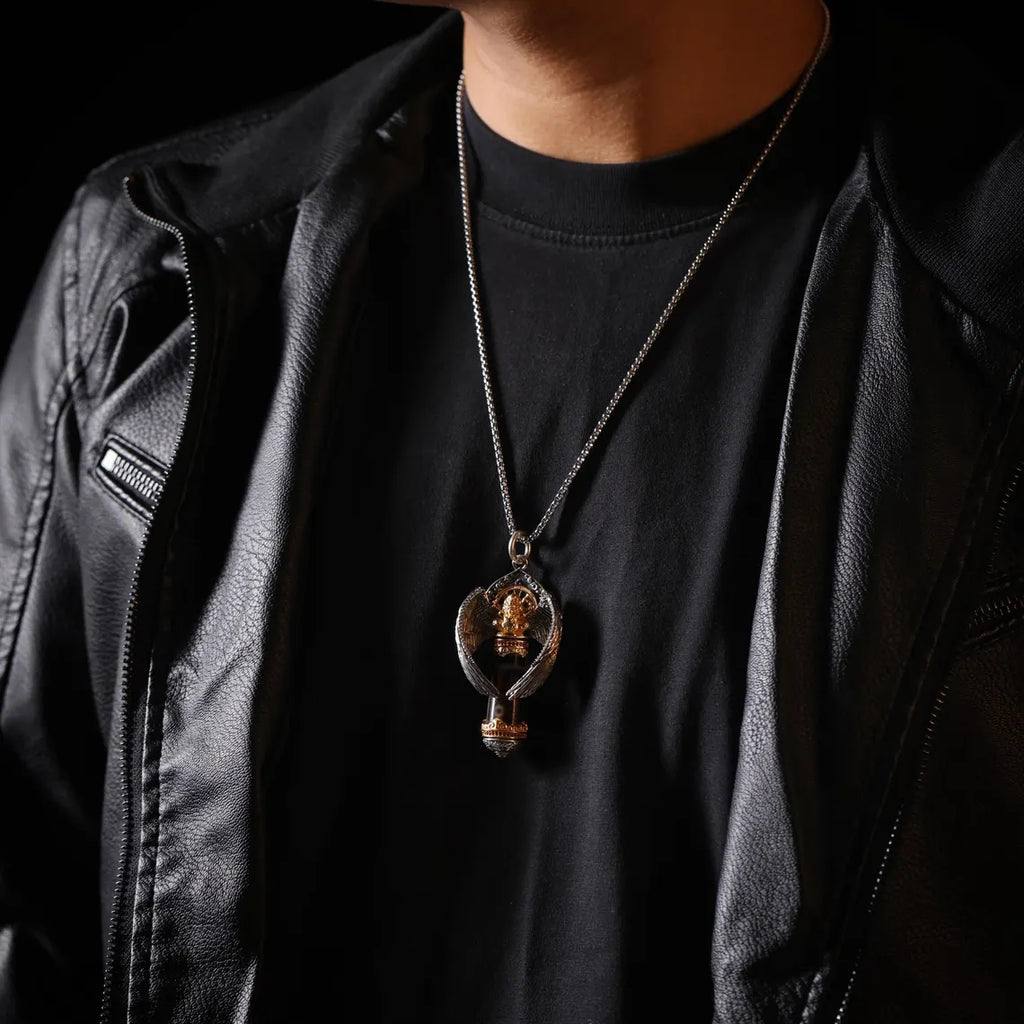 Dharma Deer Garuda Six-Eyed Dzi Bead Pendant Necklace Rotating Wheel Tibetan Amulet