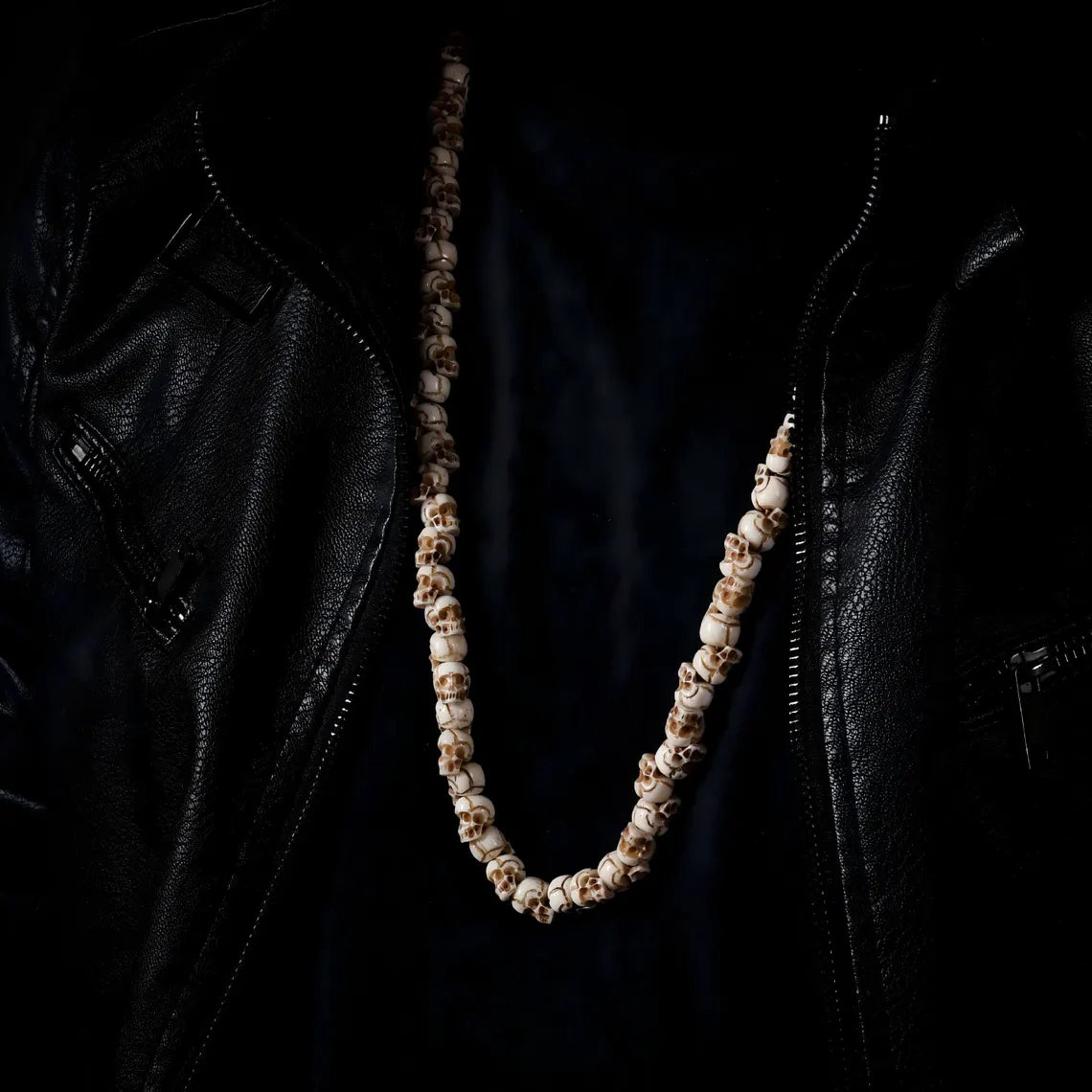 Dharma Deer Bone Skull Necklace 108 Beads