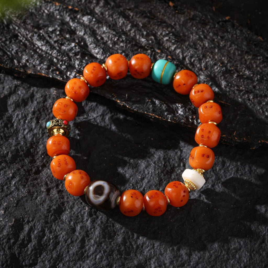 Dharma Deer Yak Bone Bracelet Tibetan Talisman