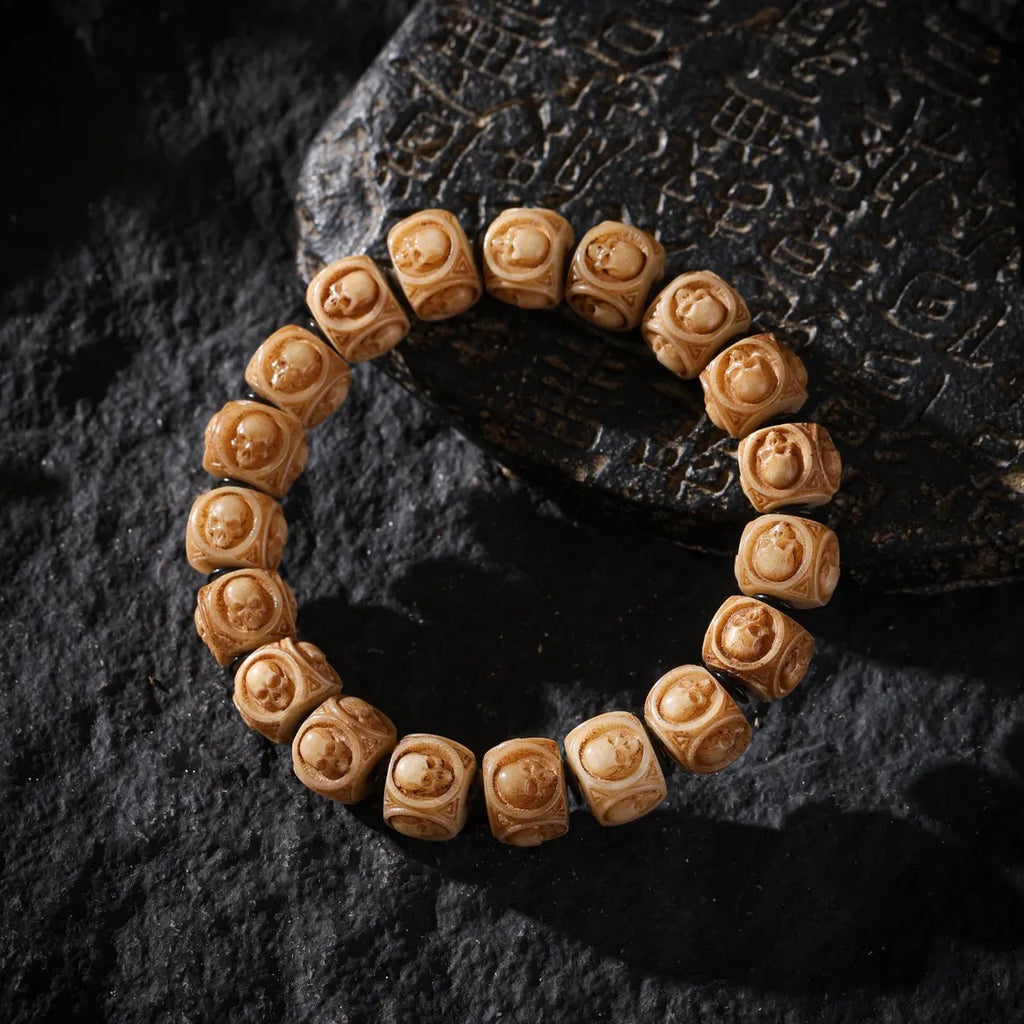Dharma Deer Yak Bone Skull Bracelet