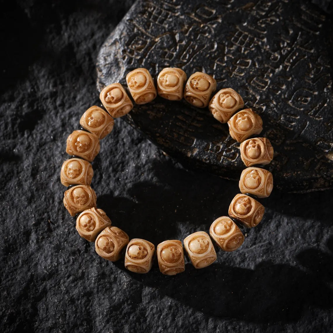Dharma Deer Yak Bone Skull Bracelet