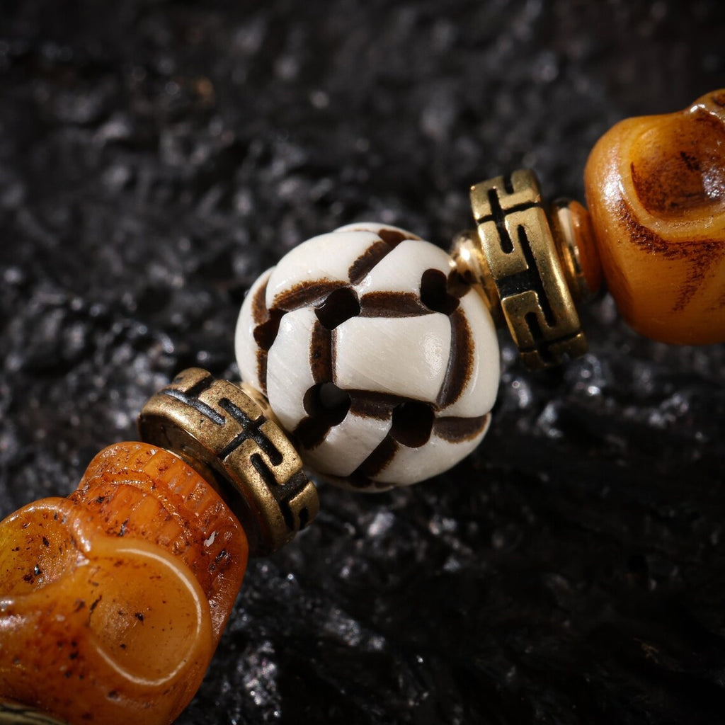Dharma Deer Yak Bone Skull Bracelet
