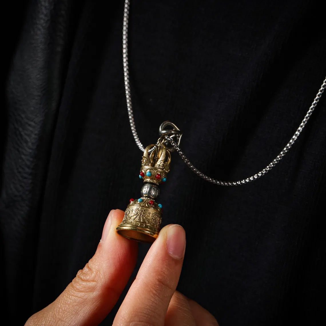 Dharma Deer Vajra Bell Pendant (Ghanta)