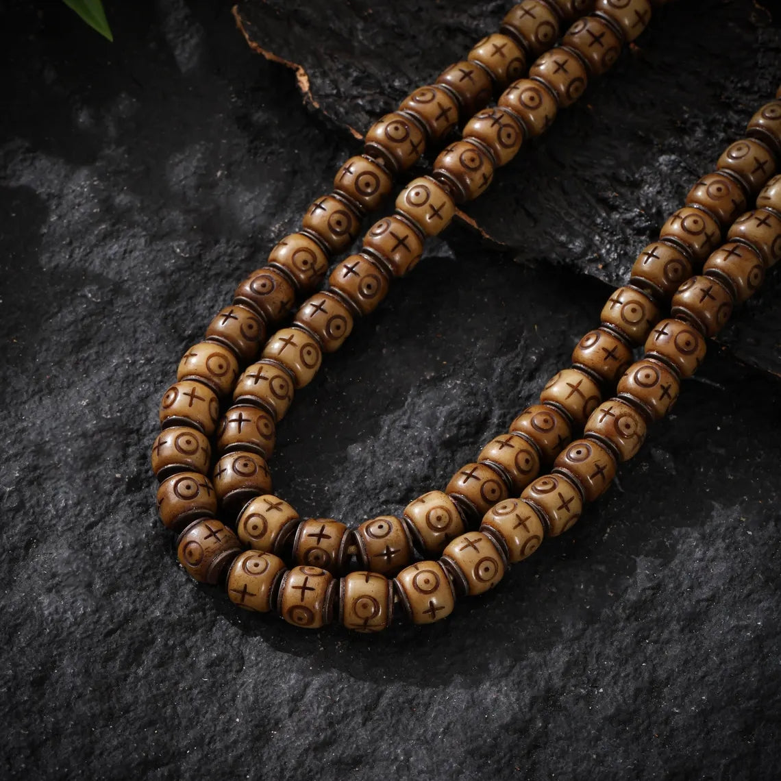 Dharma Deer Yak Bone Necklace 108 Mala Beads