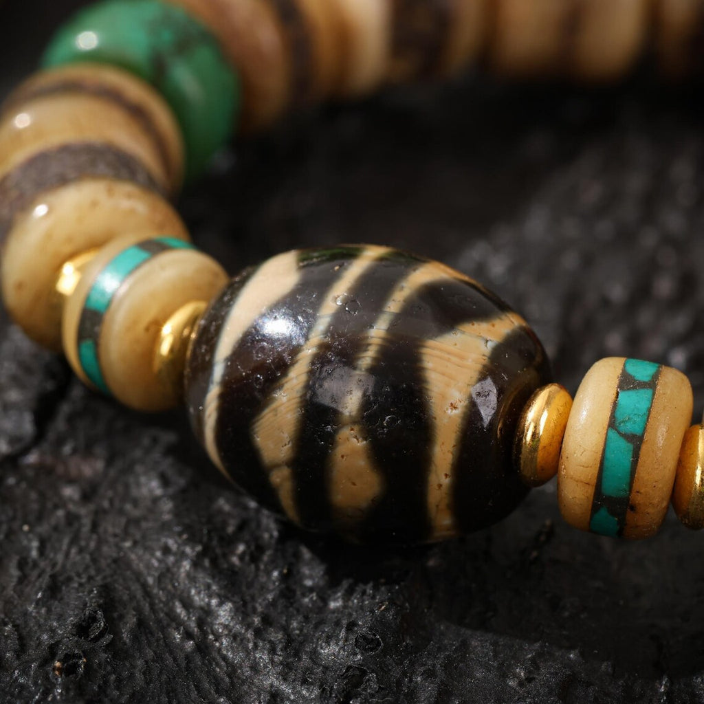 Dharma Deer Yak Bone Tibetan Talisman Bracelet