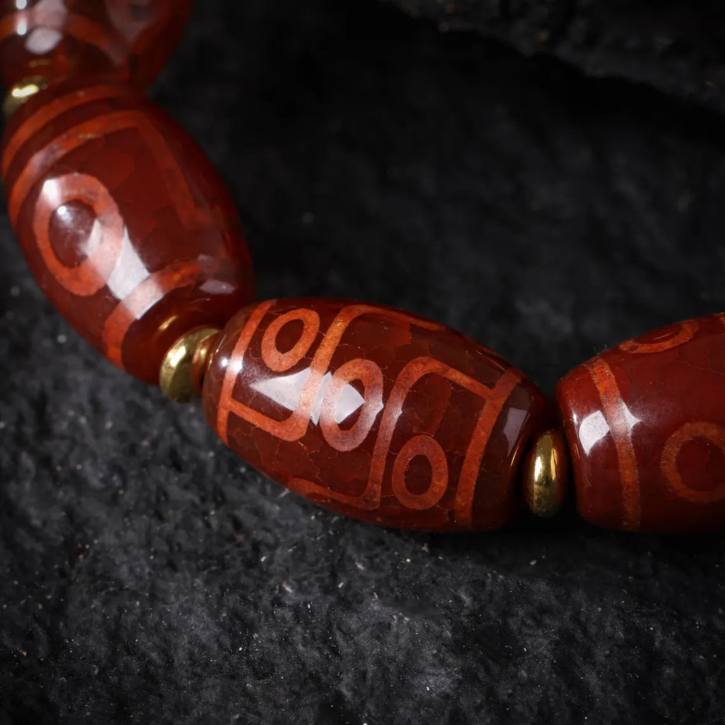 Dharma Deer Tibetan Three-Eyed Dzi Mala Bracelet