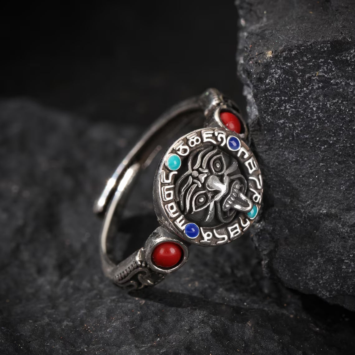 Dharma Deer Tibetan Wealth Protector Zaki Sterling Silver Ring