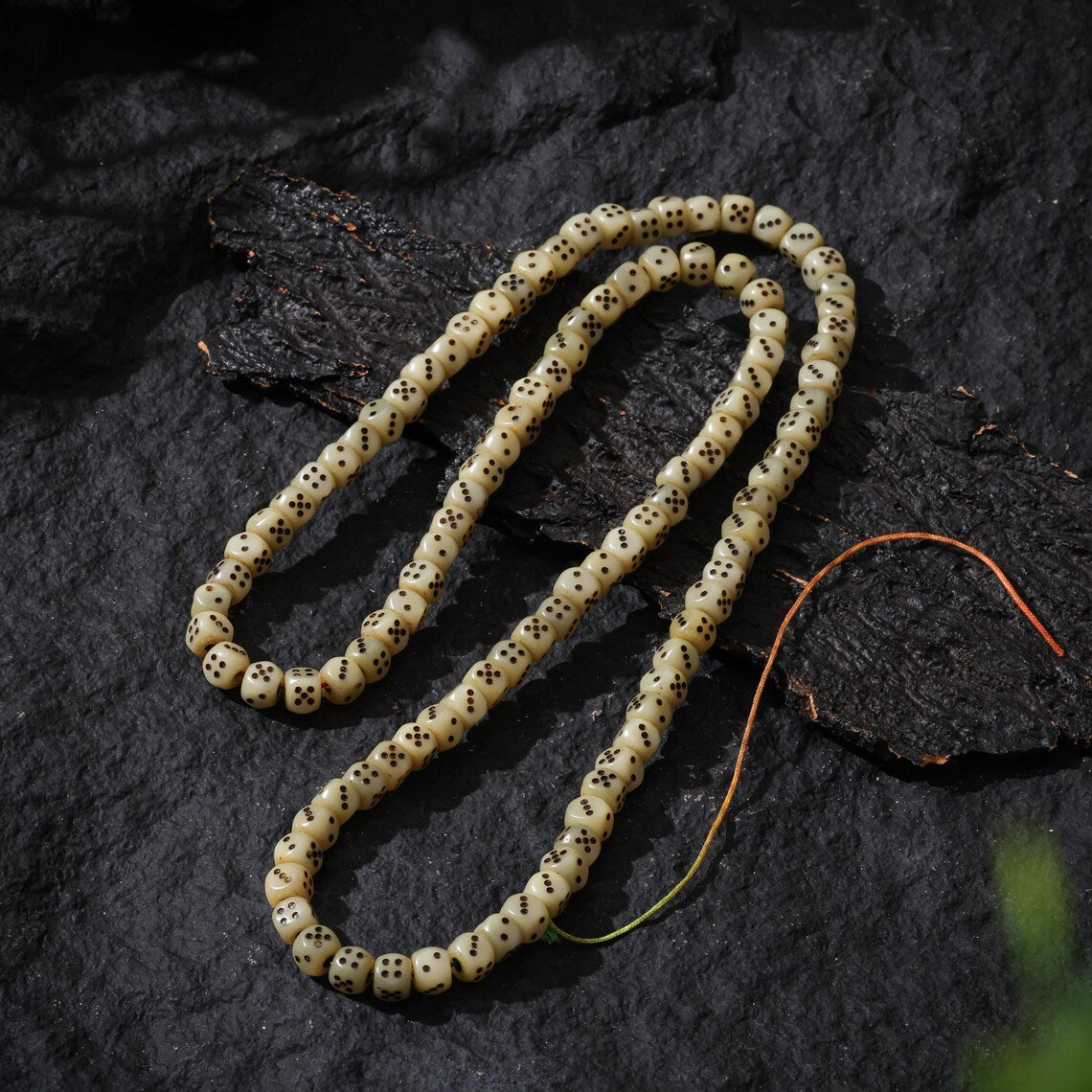 Dharma Deer Tibetan Bone Mala Necklace 108 Prayer Beads