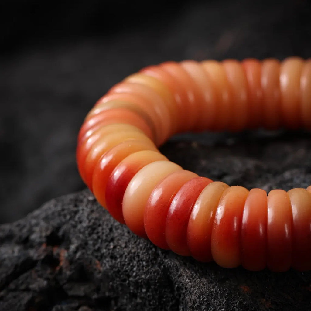 Dharma Deer Yak Bone Disc Bracelet Tibetan Mala