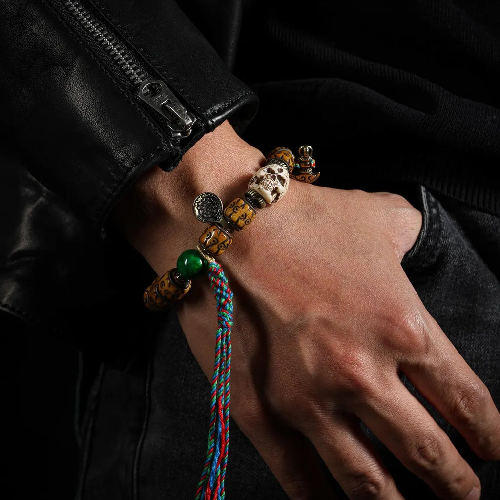 Dharma Deer Bone Skull Bracelet Tibetan Protection Talisman
