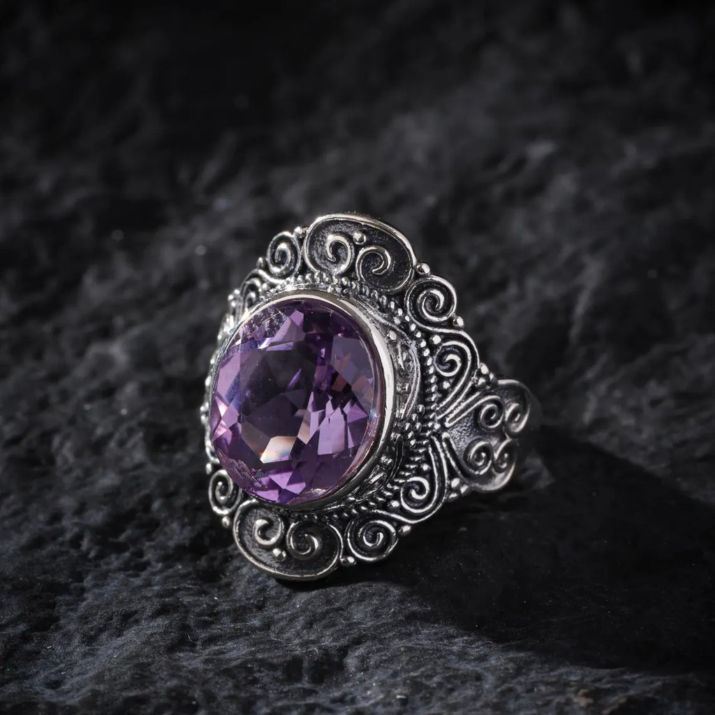 Dharma Deer Natural Amethyst Ring