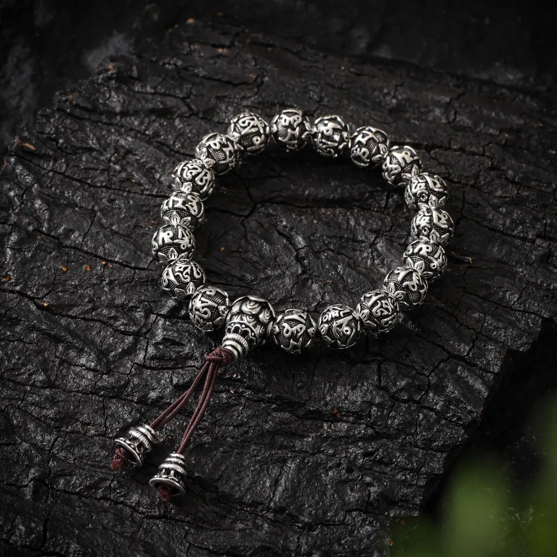 Dharma Deer Tibetan Om Sterling Silver Bracelet