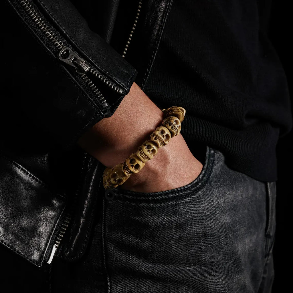 Dharma Deer Bone Skull Bracelet Protection Amulet