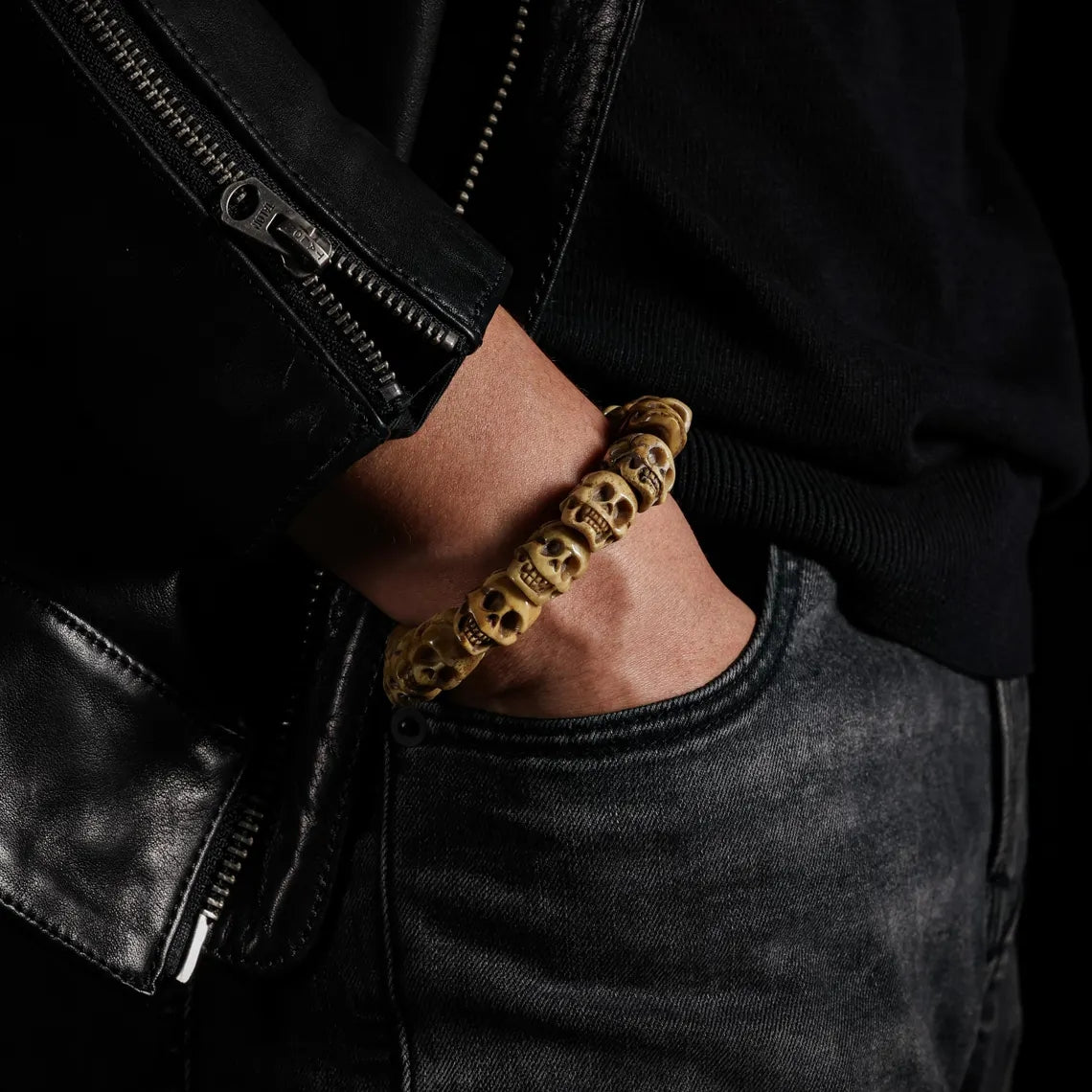 Dharma Deer Bone Skull Bracelet Protection Amulet