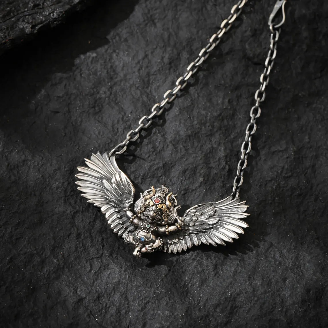Dharma Deer Tibetan Garuda Amulet Necklace