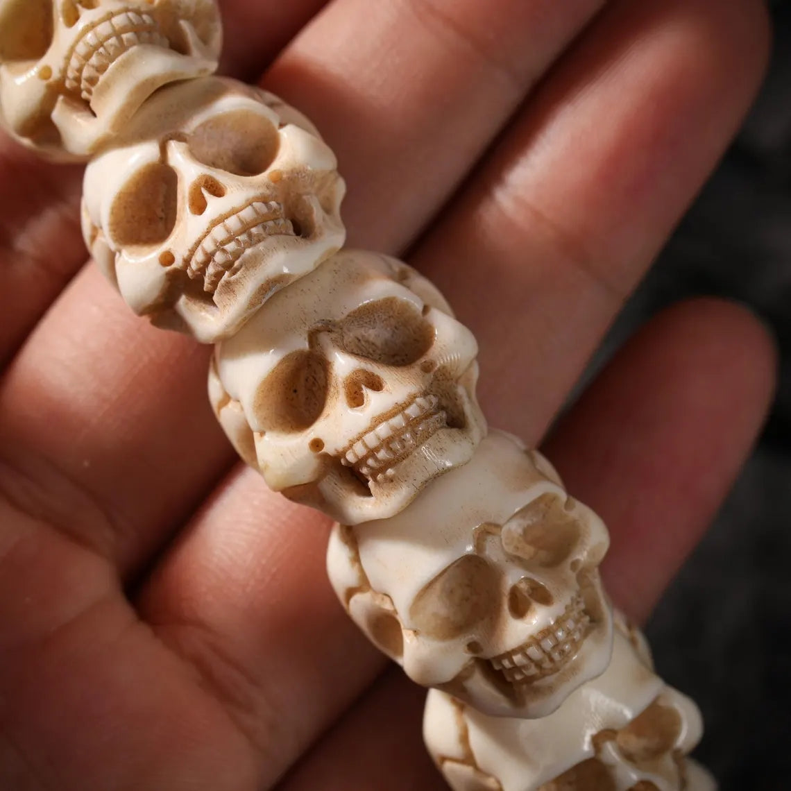 Dharma Deer Bone Skull Bracelet Protection Amulet