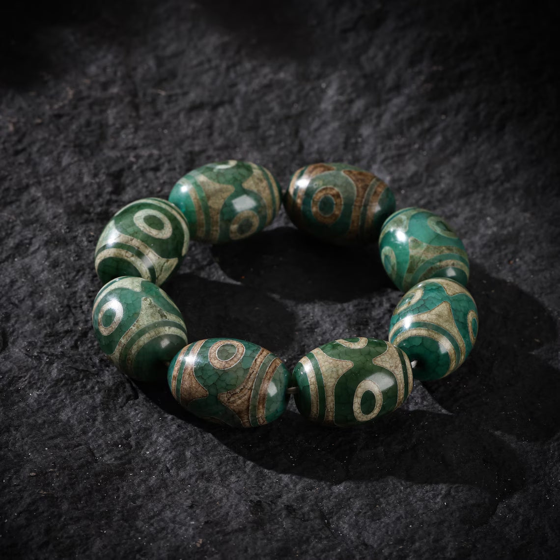 Dharma Deer Tibetan Three-Eyed Dzi Beads Bracelet