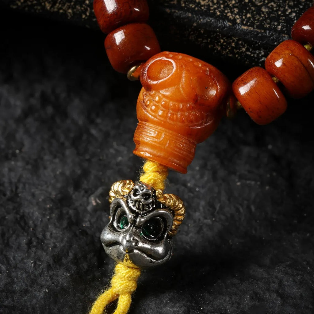 Dharma Deer Yak Bone Necklace 108 Mala Beads