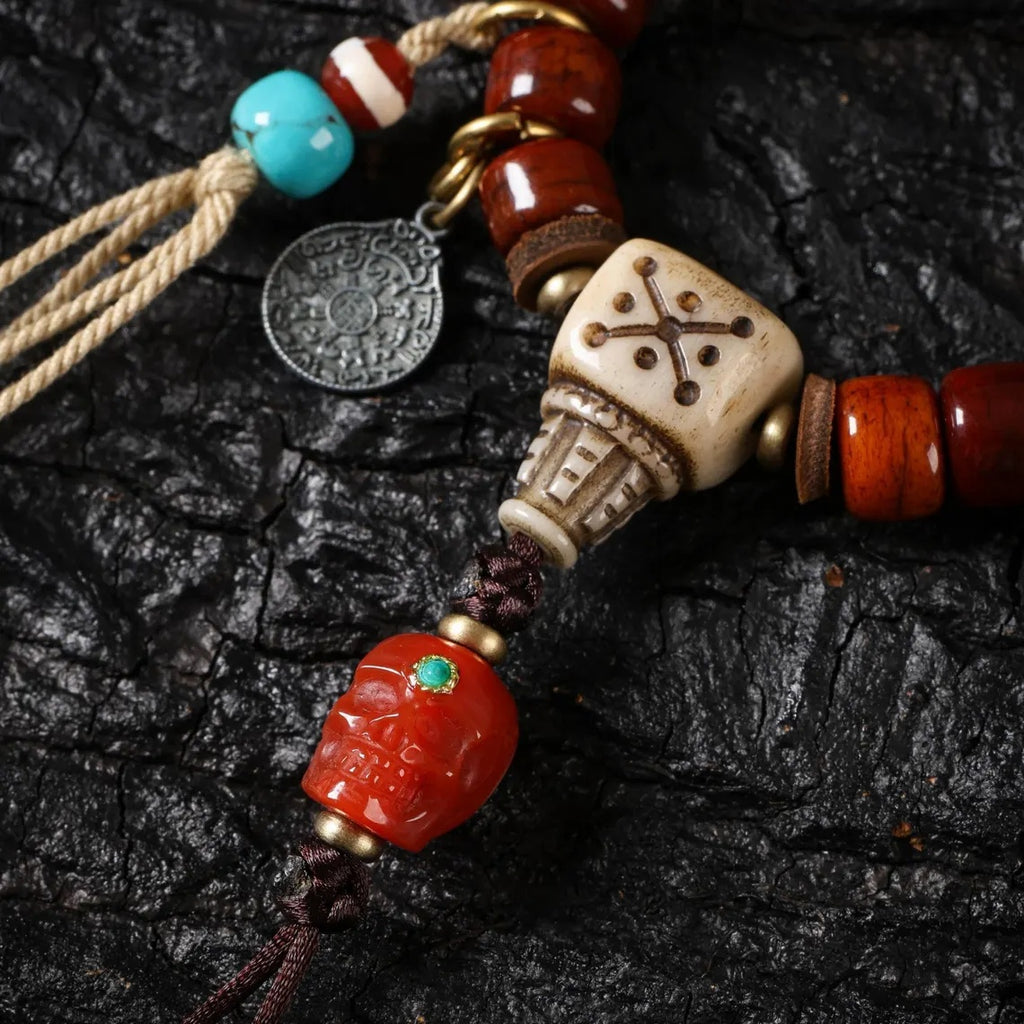 Dharma Deer Bone Necklace 108 Mala Beads