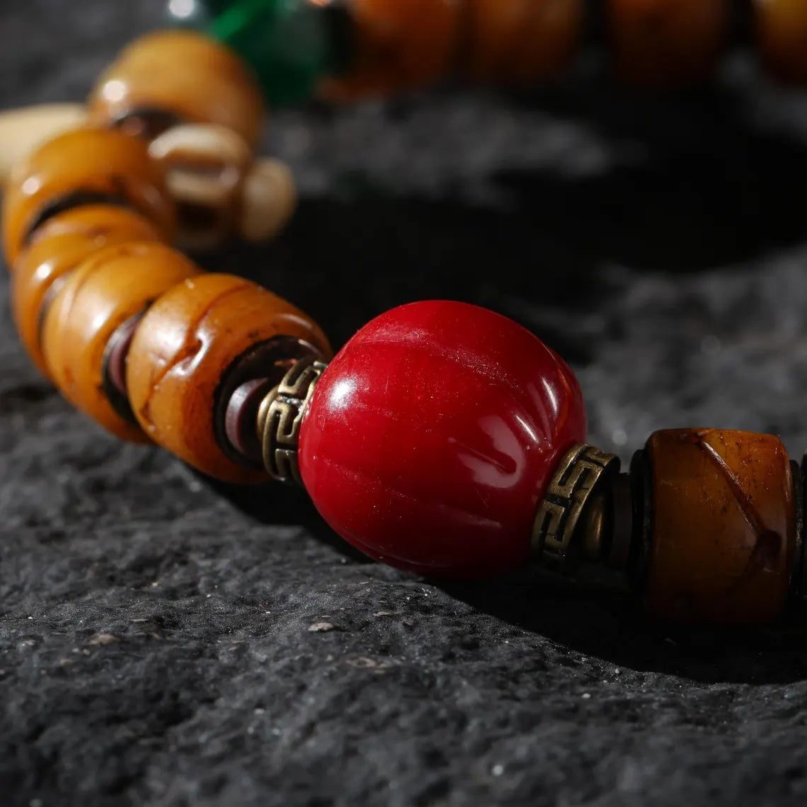 Dharma Deer Yak Bone Bracelet Tibetan Protection Talisman