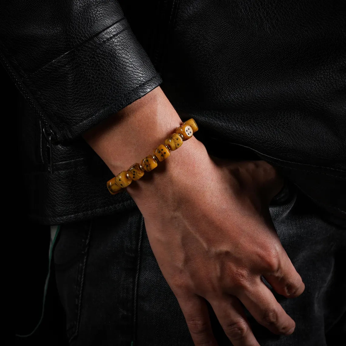 Dharma Deer Yak Bone Dice Fortune Bracelet Tibetan Amulet