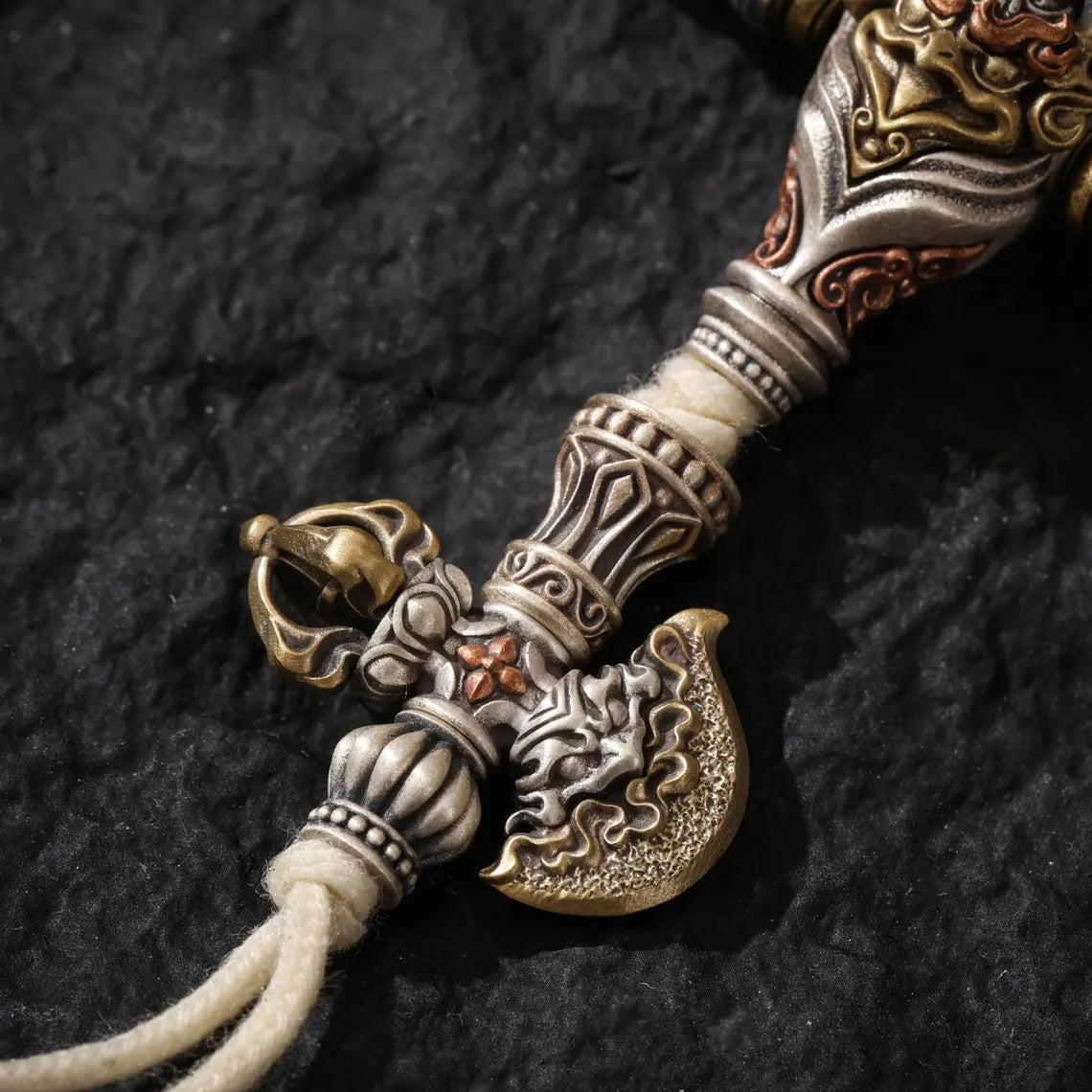 Dharma Deer Vajra Rudraksha Beads Bracelet Tibetan Amulet